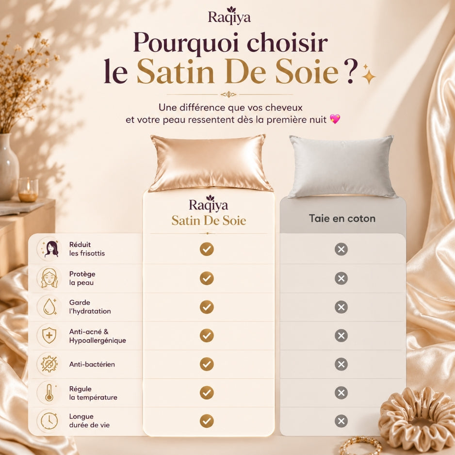 Pack 4 Taies D'oreillers 100% Satin De Soie + Bonnet + Chouchou Offerts 🎁