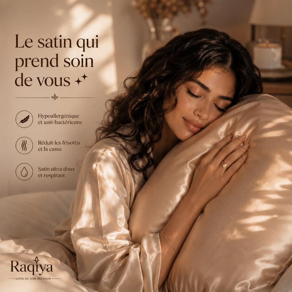 Pack 4 Taies D'oreillers 100% Satin De Soie + Bonnet + Chouchou Offerts 🎁