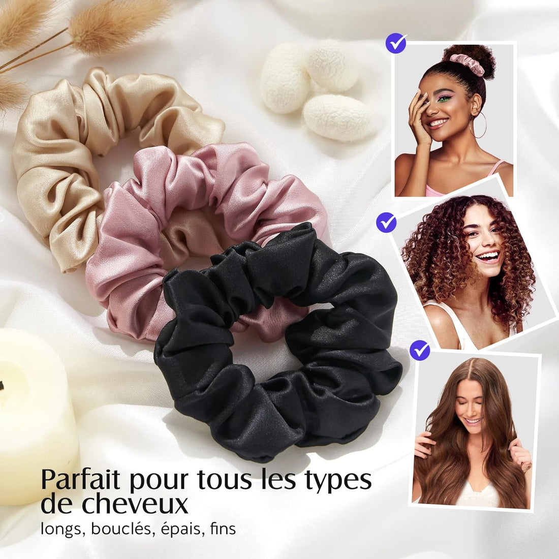 Pack 20 Chouchous en Soie + Bonnet Gratuit